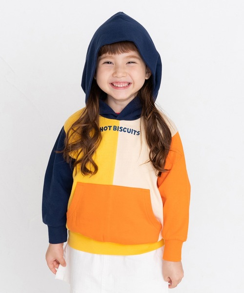 【セール】マルチカラー配色切り替え ロゴパーカー（パーカー）｜HOT BISCUITS（ホットビスケッツ）