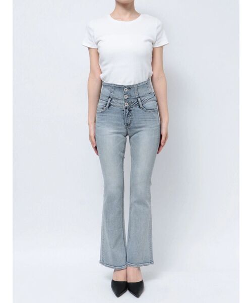 NEWハイウエストBACKクロスフレアパンツ（デニムパンツ）｜GYDA