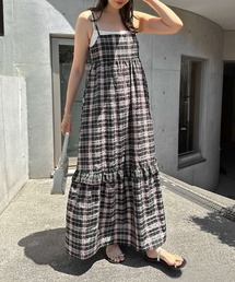 Freesia by andme（フリージアバイアンドミー）の「バックリボンシアーチェックキャミワンピース（ワンピース）」