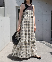 Freesia by andme（フリージアバイアンドミー）の「バックリボンシアーチェックキャミワンピース（ワンピース）」