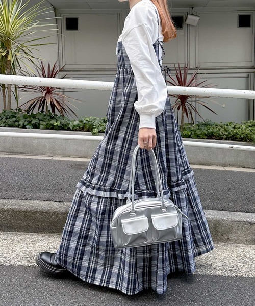 セール】バックリボンシアーチェックキャミワンピース（ワンピース