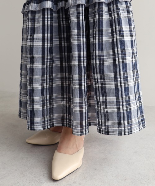 バックリボンシアーチェックキャミワンピース（ワンピース）｜Freesia