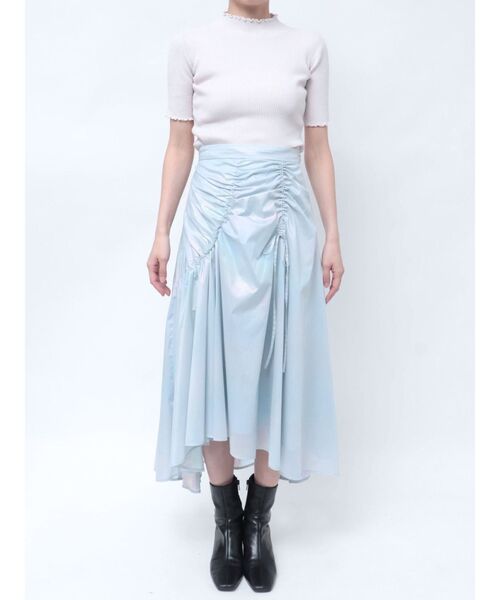 MERCURYDUO（マーキュリーデュオ）の「オーロラ箔プリントドロストスカート（スカート・レディース・ブルー/アイボリー・MEDIUM/SMALL）」の20枚目の写真