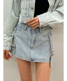 GYDA | ハイウエストBELTデザインデニムスカートライクショートパンツ【SETUP着用可】(デニムスカート)