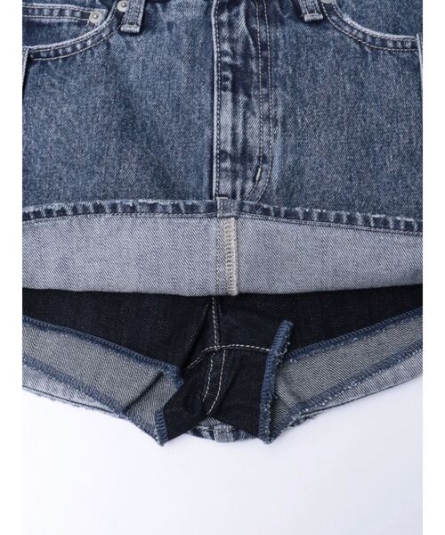 GYDA（ジェイダ）の「ハイウエストBELTデザインデニムスカートライクショートパンツ【SETUP着用可】（デニムスカート・レディース・ライトブルー/ブルー・MEDIUM/SMALL）」の21枚目の写真