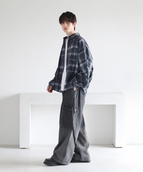 ETELIO（エテリオ）の「【防シワ】コンフォートリラックスドルマン長袖シャツ（シャツ/ブラウス・メンズ・ホワイト/ブラック/ホワイト系/ブルー系/チャコール/ワイン・S/M/L/XL）」の19枚目の写真