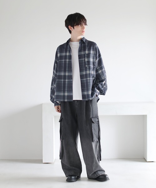 ETELIO（エテリオ）の「【防シワ】コンフォートリラックスドルマン長袖シャツ（シャツ/ブラウス・メンズ・ホワイト/ブラック/ホワイト系/ブルー系/チャコール/ワイン・S/M/L/XL）」の21枚目の写真