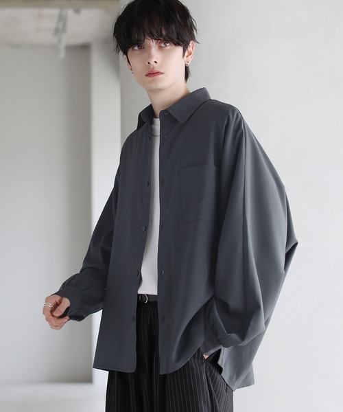 ETELIO（エテリオ）の「【防シワ】コンフォートリラックスドルマン長袖シャツ（シャツ/ブラウス・メンズ・ホワイト/ブラック/ホワイト系/ブルー系/チャコール/ワイン・S/M/L/XL）」の9枚目の写真