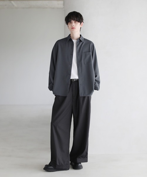 ETELIO（エテリオ）の「【防シワ】コンフォートリラックスドルマン長袖シャツ（シャツ/ブラウス・メンズ・ホワイト/ブラック/ホワイト系/ブルー系/チャコール/ワイン・S/M/L/XL）」の11枚目の写真