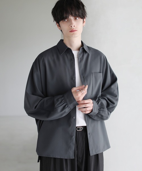 ETELIO（エテリオ）の「【防シワ】コンフォートリラックスドルマン長袖シャツ（シャツ/ブラウス・メンズ・ホワイト/ブラック/ホワイト系/ブルー系/チャコール/ワイン・S/M/L/XL）」の8枚目の写真