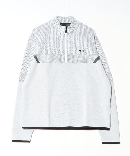 BOSS（ボス）の「リラックスフィット ジップネック スウェットシャツ キルティングジャカード（スウェット・メンズ・ホワイト・S/L/M/XL/XXL）」の2枚目の写真