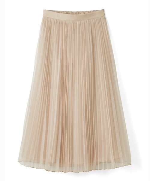 IEDIT（イディット）の「ＩＥＤＩＴ　ミモレ丈が上品なチュールプリーツスカート（スカート・レディース・ライトベージュ/ブラック・M/L/LL/3L/4L）」の2枚目の写真