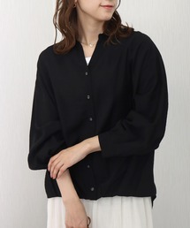 微光沢シワ加工 裾タック微シアーシャツ
