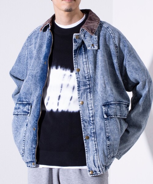 GLOSTER(グロスター)の「【GLOSTER/グロスター】衿コール デニムジャケット ハンティングジャケット(ブルゾン・メンズ・インディゴブルー/ブラック・M/L/XL)」の2枚目の写真