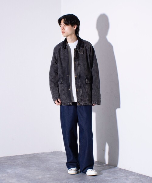GLOSTER(グロスター)の「【GLOSTER/グロスター】衿コール デニムジャケット ハンティングジャケット(ブルゾン・メンズ・インディゴブルー/ブラック・M/L/XL)」の3枚目の写真