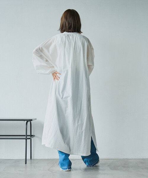 coen（コーエン）の「MARKET（マーケット）マエアキギャザー シャツ ワンピース（シャツワンピース・レディース・ブラック/ネイビー/オフホワイト・FREE）」の15枚目の写真