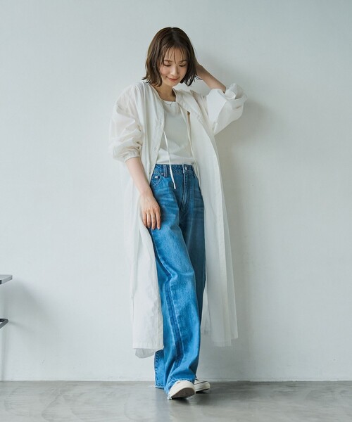 coen（コーエン）の「MARKET（マーケット）マエアキギャザー シャツ ワンピース（シャツワンピース・レディース・ブラック/ネイビー/オフホワイト・FREE）」の16枚目の写真