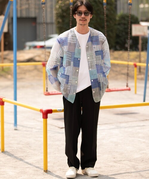 SHIPS any（シップス エニィ）の「【SHIPS any別注】迷迭香: シアー メッシュ プリント ノーカラー シャツ ジャケット◇（シャツ/ブラウス・メンズ・ベージュ/ブルー/ブラック・02/03）」の15枚目の写真