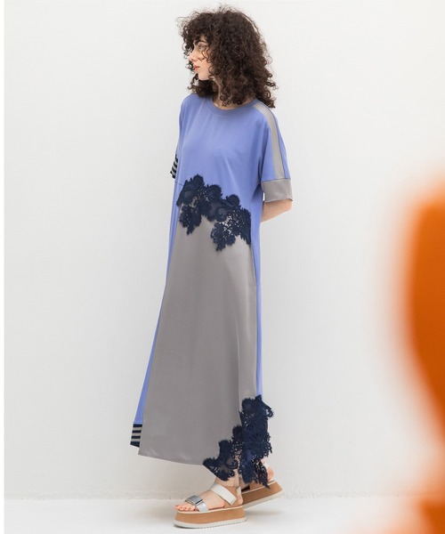 AULA AILA（アウラアイラ）の「パーツレースカットアンドソウンワンピース（ワンピース・レディース・ブラック/ラベンダー/オフホワイト・0）」の9枚目の写真