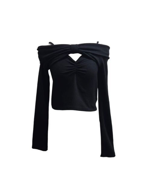 lilLilly（リルリリー）の「オフショルリボンアンサンブル（アンサンブル・レディース・グレー/ホワイト/ブラック・FREE）」の7枚目の写真