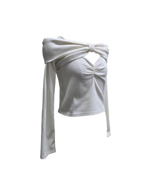 lilLilly（リルリリー）の「オフショルリボンアンサンブル（アンサンブル・レディース・グレー/ホワイト/ブラック・FREE）」の8枚目の写真