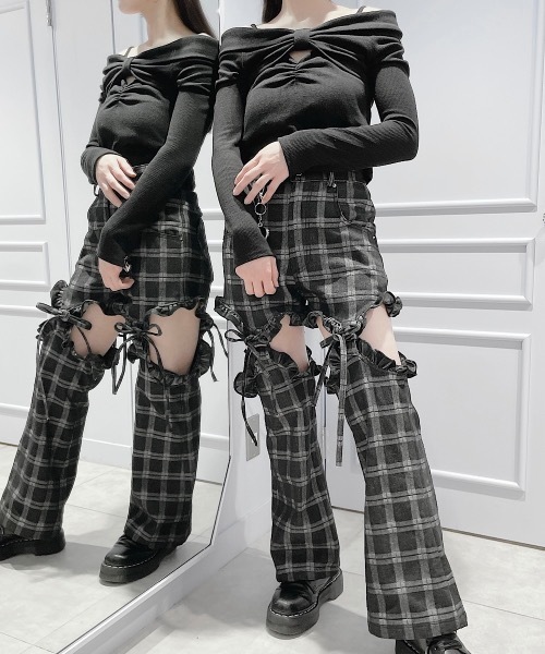 lilLilly（リルリリー）の「オフショルリボンアンサンブル（アンサンブル・レディース・グレー/ホワイト/ブラック・FREE）」の11枚目の写真