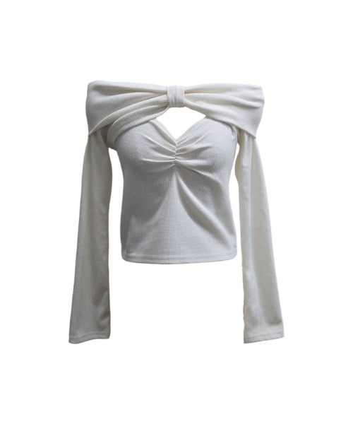 lilLilly（リルリリー）の「オフショルリボンアンサンブル（アンサンブル・レディース・グレー/ホワイト/ブラック・FREE）」の14枚目の写真