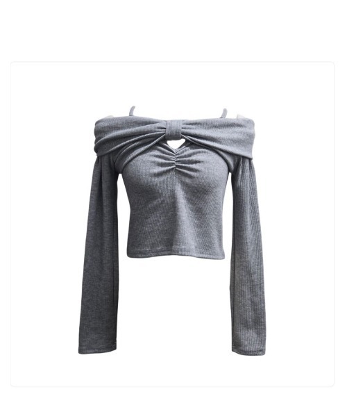 lilLilly（リルリリー）の「オフショルリボンアンサンブル（アンサンブル・レディース・グレー/ホワイト/ブラック・FREE）」の15枚目の写真