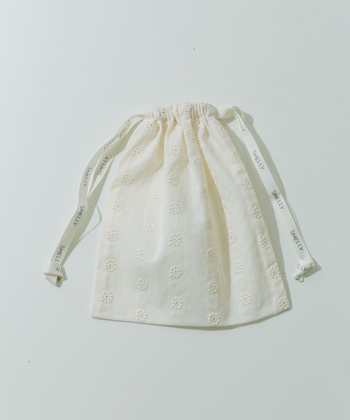 SMELLY（スメリー）の「『WEB/一部店舗限定』プリントキンチャクポーチ（ポーチ・レディース・ブルー系その他/チェック/ドット/ストライプ/アイボリー/ブラック系その他・SMALL）」の2枚目の写真