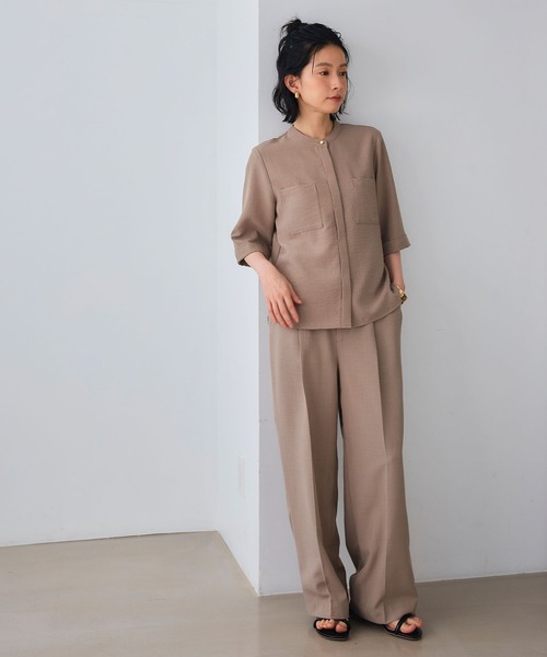 CROSS FUNCTION（クロスファンクション）の「《シワになりにくい》サマナチュラ リネンライクバンドカラーハーフスリーブブラウス【CF/クロスファンクション】（シャツ/ブラウス・レディース・ライトベージュ/ブルー/チャコールグレー/モカ/ミント・LL/L/M）」の17枚目の写真