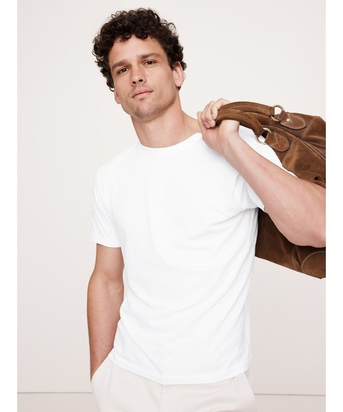 Banana Republic（バナナリパブリック）の「ライトウェイト コットン クルーネックTシャツ 半袖（Tシャツ/カットソー・メンズ・ホワイト/ピンク/ライトグレー/ブラック・M/S/XL/L）」の2枚目の写真