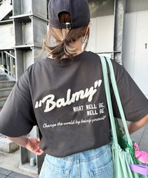 サガラ刺繍バックロゴオーバーサイズ半袖Ｔシャツ