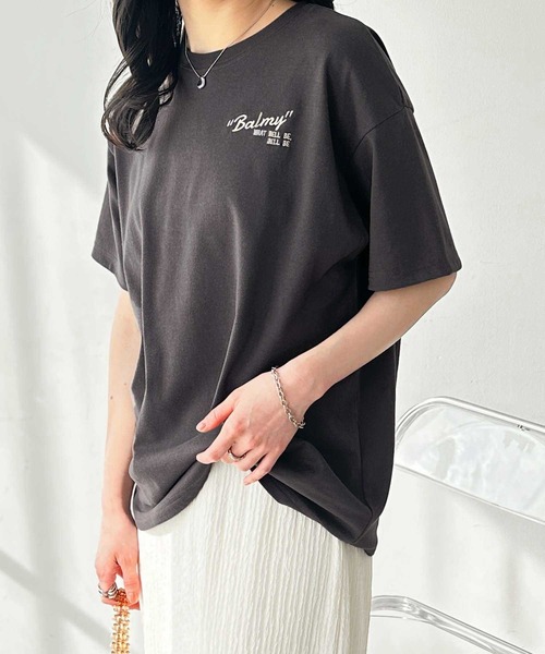 セール】サガラ刺繍バックロゴオーバーサイズ半袖Tシャツ（T