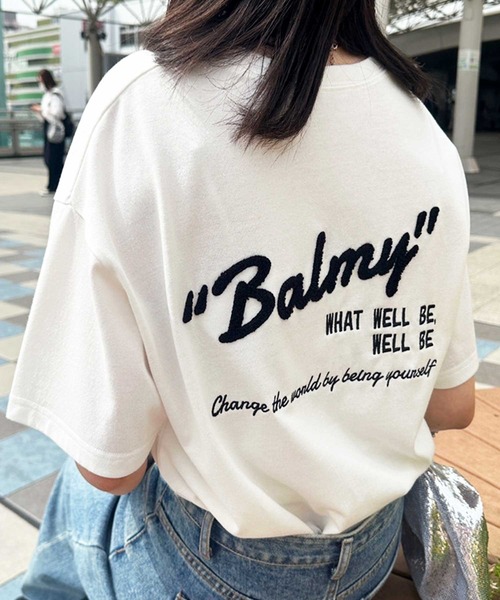 セール】サガラ刺繍バックロゴオーバーサイズ半袖Tシャツ（T