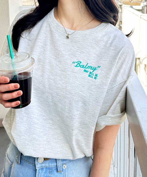 GeeRA(ジーラ)の「サガラ刺繍バックロゴオーバーサイズ半袖Tシャツ(Tシャツ/カットソー・レディース・オートミール/チャコール/オフホワイト・LARGE/MEDIUM)」の9枚目の写真