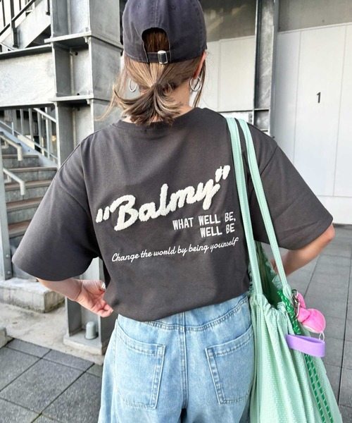 セール】サガラ刺繍バックロゴオーバーサイズ半袖Tシャツ（T