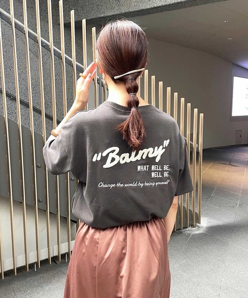 セール】サガラ刺繍バックロゴオーバーサイズ半袖Tシャツ（T