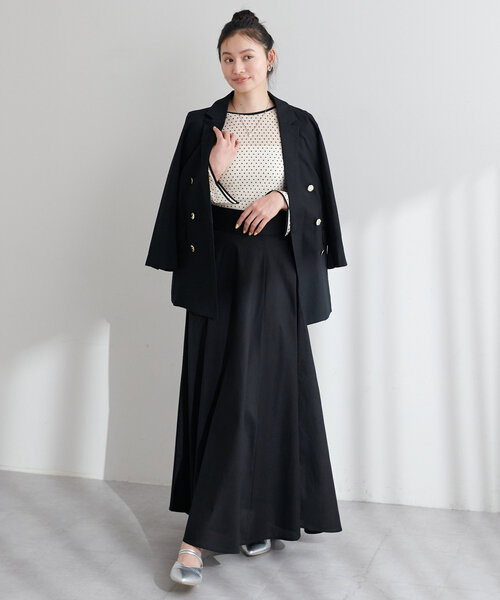 natural couture（ナチュラルクチュール）の「綿麻ハイウエストサーキュラースカート（スカート・レディース・その他1/ブルー/ブラック/ライトベージュ・LARGE/MEDIUM）」の11枚目の写真