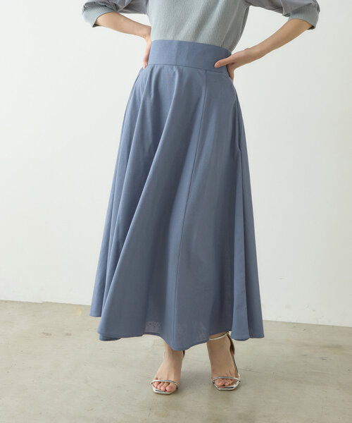 natural couture（ナチュラルクチュール）の「綿麻ハイウエストサーキュラースカート（スカート・レディース・その他1/ブルー/ブラック/ライトベージュ・LARGE/MEDIUM）」の20枚目の写真