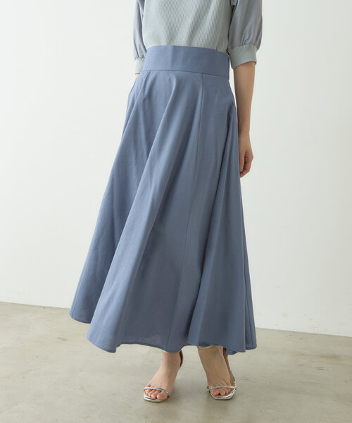 natural couture（ナチュラルクチュール）の「綿麻ハイウエストサーキュラースカート（スカート・レディース・その他1/ブルー/ブラック/ライトベージュ・LARGE/MEDIUM）」の21枚目の写真