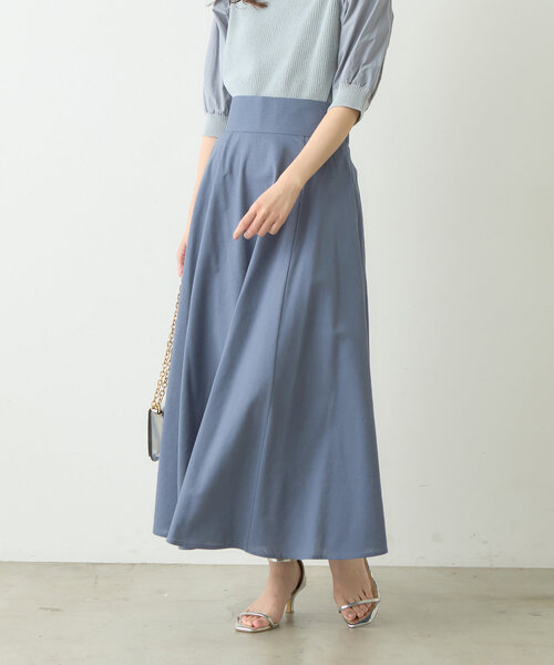 natural couture（ナチュラルクチュール）の「綿麻ハイウエストサーキュラースカート（スカート・レディース・その他1/ブルー/ブラック/ライトベージュ・LARGE/MEDIUM）」の22枚目の写真