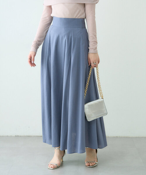 natural couture（ナチュラルクチュール）の「綿麻ハイウエストサーキュラースカート（スカート・レディース・その他1/ブルー/ブラック/ライトベージュ・LARGE/MEDIUM）」の16枚目の写真