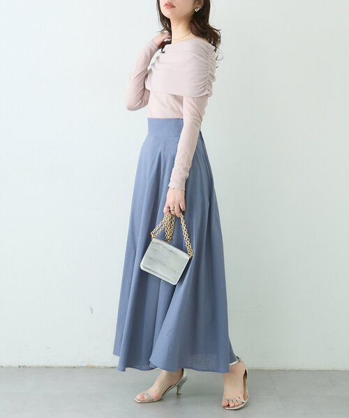 natural couture（ナチュラルクチュール）の「綿麻ハイウエストサーキュラースカート（スカート・レディース・その他1/ブルー/ブラック/ライトベージュ・LARGE/MEDIUM）」の18枚目の写真