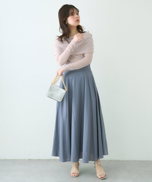 natural couture（ナチュラルクチュール）の「綿麻ハイウエストサーキュラースカート（スカート・レディース・その他1/ブルー/ブラック/ライトベージュ・LARGE/MEDIUM）」の19枚目の写真