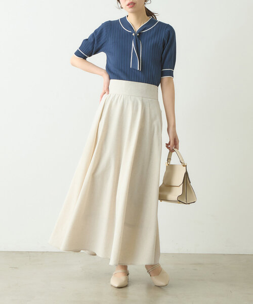 【専用】natural couture ❁⃘ スカート2点まとめ売り セール】綿麻ハイウエストサーキュラースカート（スカート