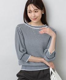 MK MICHEL KLEIN（エムケーミッシェルクラン）の「ボーダー配色ボリュームスリーブニット/UVカット/洗える（ニット/セーター）」