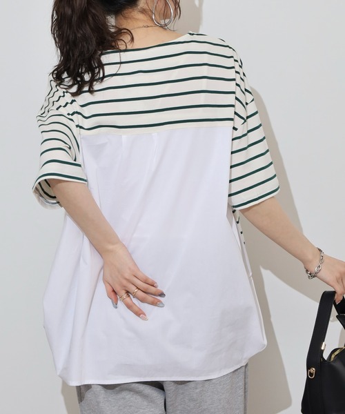 Arinomama(アリノママ)の「異素材切替タックトップス(Tシャツ/カットソー・レディース・イエロー系/グリーン系その他/レッド系/グレー系その他・FREE)」の5枚目の写真