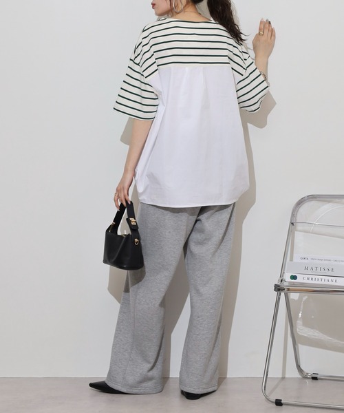 Arinomama(アリノママ)の「異素材切替タックトップス(Tシャツ/カットソー・レディース・イエロー系/グリーン系その他/レッド系/グレー系その他・FREE)」の8枚目の写真