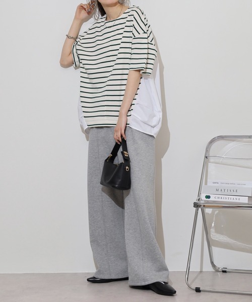 Arinomama(アリノママ)の「異素材切替タックトップス(Tシャツ/カットソー・レディース・イエロー系/グリーン系その他/レッド系/グレー系その他・FREE)」の7枚目の写真