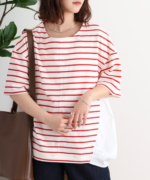 Arinomama(アリノママ)の「異素材切替タックトップス(Tシャツ/カットソー・レディース・イエロー系/グリーン系その他/レッド系/グレー系その他・FREE)」の9枚目の写真